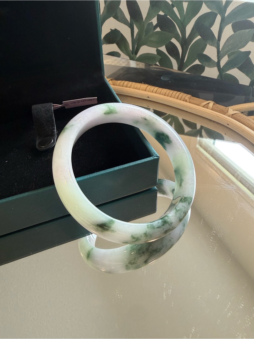 $4000CAD GIA Appraisal Jade-Inspired Green & White Bangle Bracelet size 58mm - Picture 6 of 14